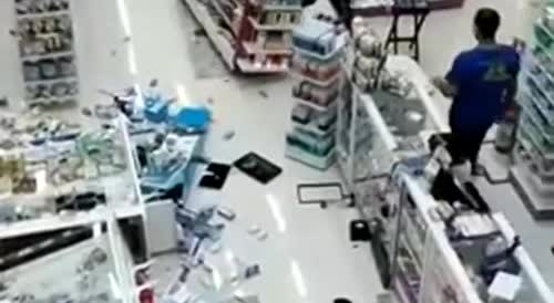 In Brazil, an angry man destroys a pharmacy