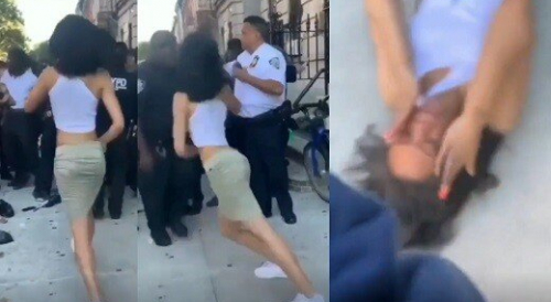 Black chick gets DROPPED by COP