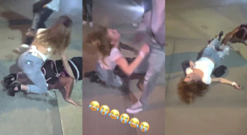 White Girl Obliterated For Trying to Protect Her Boyfriend