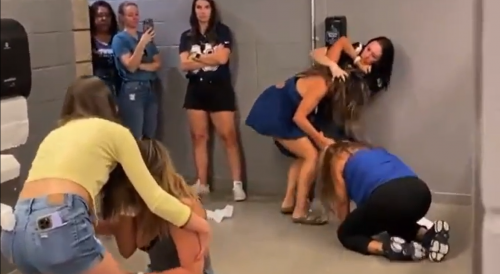 A Hair Pullin, Face Kickin’ Brawl Breaks Out In The Ladies Room At The Dallas Cowboys Game
