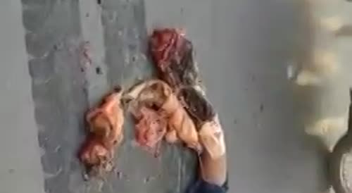 Woman obliterated by truck in India.