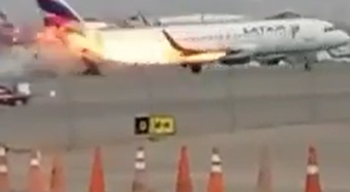 The Moment a Plane Burst into Flames on Lima, Peru Runway
