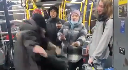 Fight Breaks Out on New York City Bus