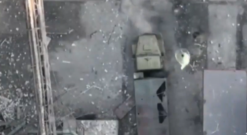 Russian drone drops a bomb directly on a UA transport truck