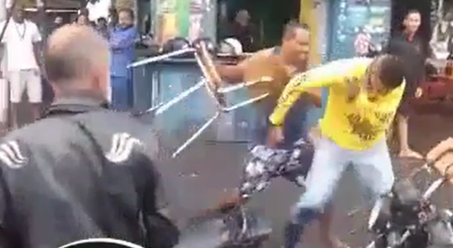Delivery Rider Loses Chair Fight In Brazil