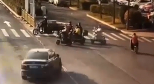 Pack Of Riders Destroyed At The Intersection