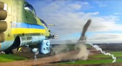Mi-24 working on targets in Ukraine