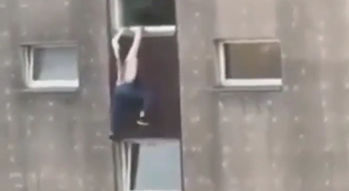 WCGW Climbing Out Of High Rise Building Window