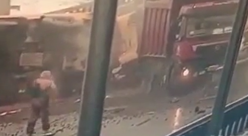 Wild Video Shows Trucker Walking Unharmed after Ejection