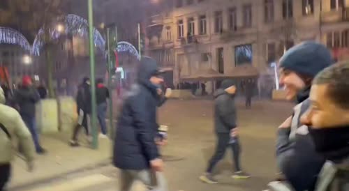 Rioters Shoot Fireworks After Man Flashes French Flag In Brussels