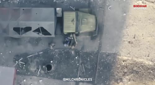 Russian Drone Takes Out Ukrainian Infantry and Equipment