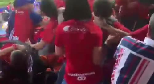 Football Fans Fight In Stands In Bogota, Colombia