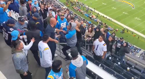 Fight Between Fans At  NFL Stadium