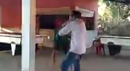 Drunk Men Trying To Fight Outside The Bar In Brazil