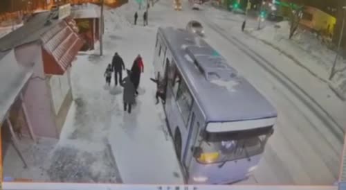Woman Falls Under The Bus In Russia