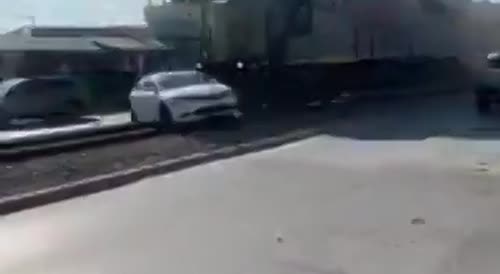 Train Drags A Car With Driver Inside In Mexico