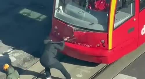 Angry Man Attacks A Tram In Washington