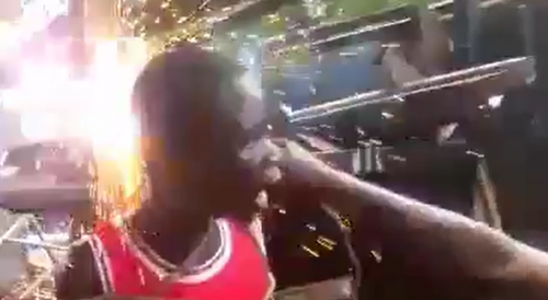 Black man being electrocuted with torture(repost)