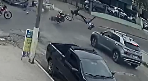 Bikers Plow Into The Trailer At The Intersection