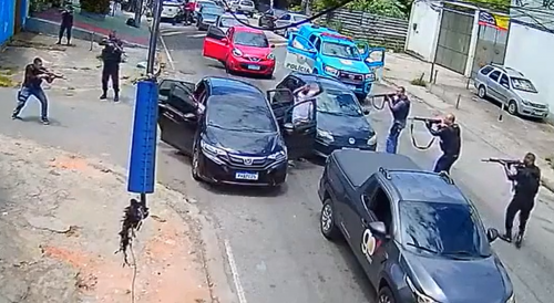 Moment Of Arrest Of Gang Of Robbers Caught On CCTV In Brazil