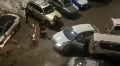 Cheating Man Ran Over and Beaten by Enraged Wife (Another Angle)
