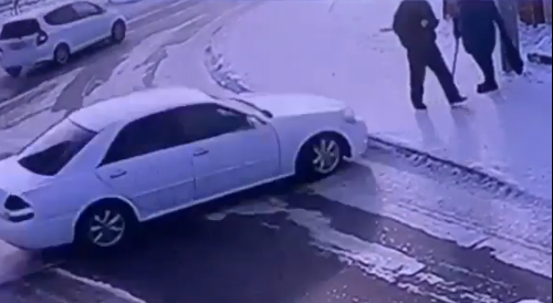 Driver Without License Takes Out Two On The Sidewalk In Russia