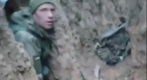Destroyed and frightened Ukrainian soldiers, on fired positions