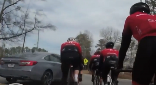 Georgia cyclists is sharing video of a hit-and-run driver so that they can track him down.