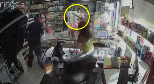 Female Clerk Steals Knife From Thief and Returns the Favor