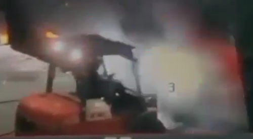 Forklift Operator Ends Up On Fire