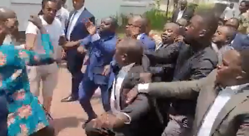 Fight Breaks Out Outside Congolese Parlament