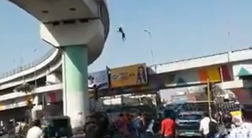Mentally Ill Man Leaps From An Overpass In India