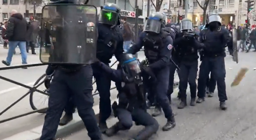 Paris: Female Riot Cop Injured By Protesters