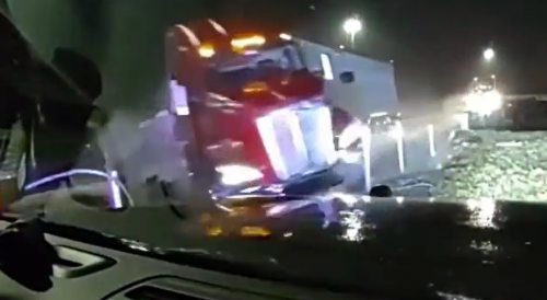 Texas: Multiple Semi Trucks Hit Fort Worth Police Car