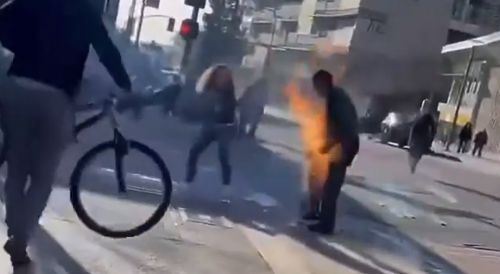 Another Angle Of Self Immolation In California