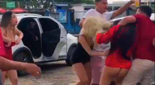 Brazilian "influencer" Smacked Around in Upskirt Fight
