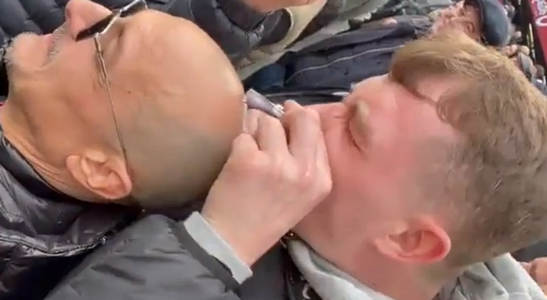 West Ham thug ‘sniffs white powder off man’s head’ during match at London Stadium