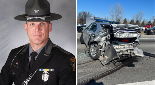 Ohio: moment a trooper’s cruiser is struck from behind