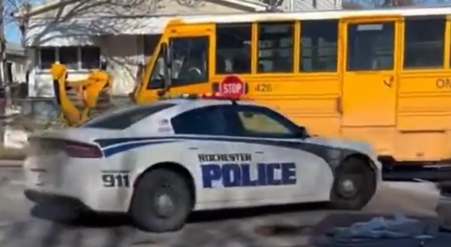 Rochester NY: police chase ends with car crashing into school bus