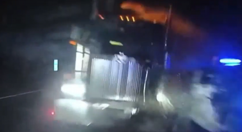 Truck  Destroys New Jersey Police Vehicles