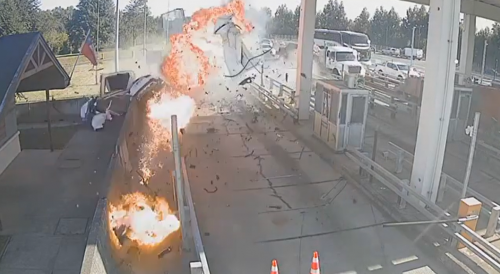 CCTV Catches Crazy Toll Booth Crash in Chile