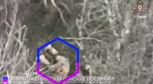 Exact hit of a mine on a group of Ukrainian militants