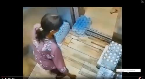 Asian worker uses her iq to escape elevator through ''emergency exit''(repost)