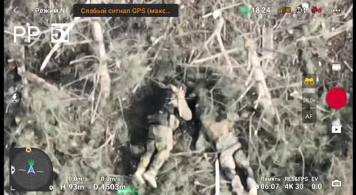 The destruction of eight Ukrainian soldiers, using a drone