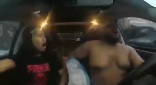 Black guy drives shirtless and pushes shawty out of the car