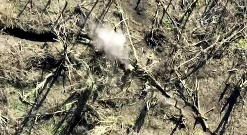Direct Grenade Hit on Cluster of Ukrainian Soldiers