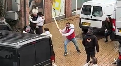 Dutch Street Fight Between Window Cleaners