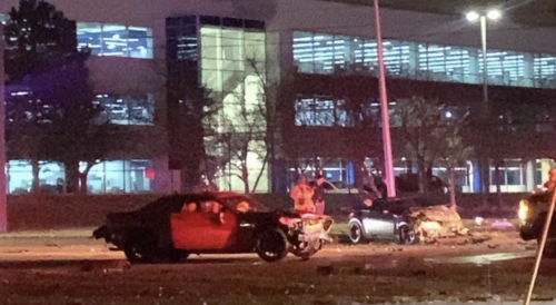 Aftermath of Dodge challenger drifting accident