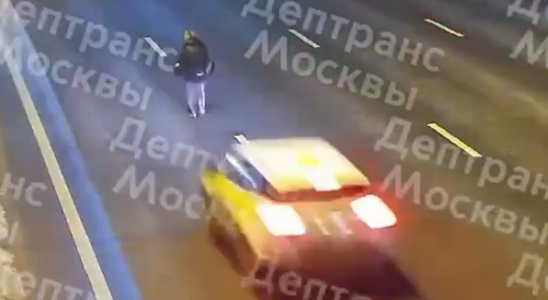Woman Walking On The Road Killed By Car In Moscow