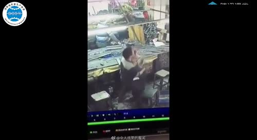 Idiot sticks his head into a running machine, gets scalped for his efforts(repost)